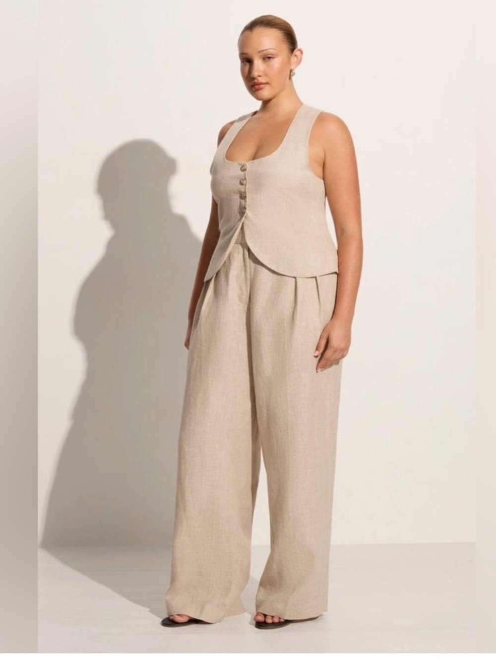 LAFAYETTE 148 New York Sz 10 Cream Linen Wide Leg High Rise Pleated Pant Org$998 - Picture 2 of 13